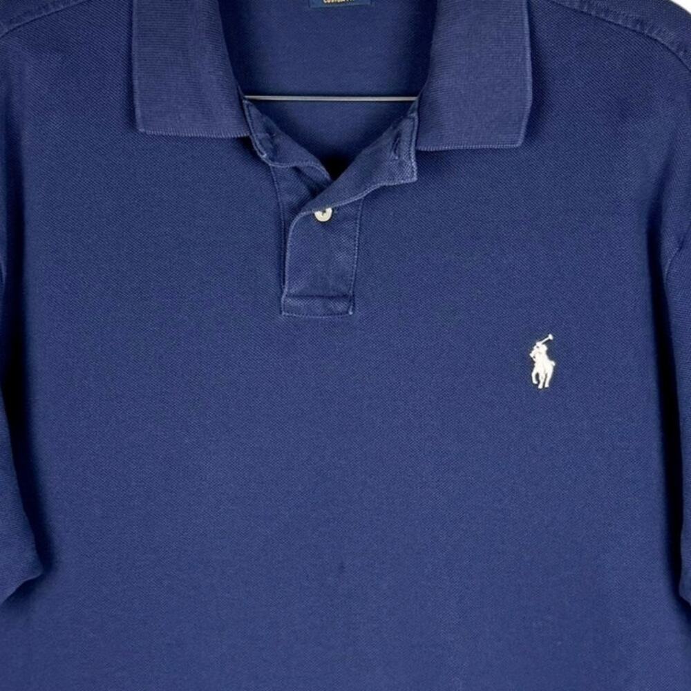 Polo Ralph Lauren‎ Navy Blue Cotton Custom Fit Collared Short Sleeve Top Sz XL - Picture 11 of 11